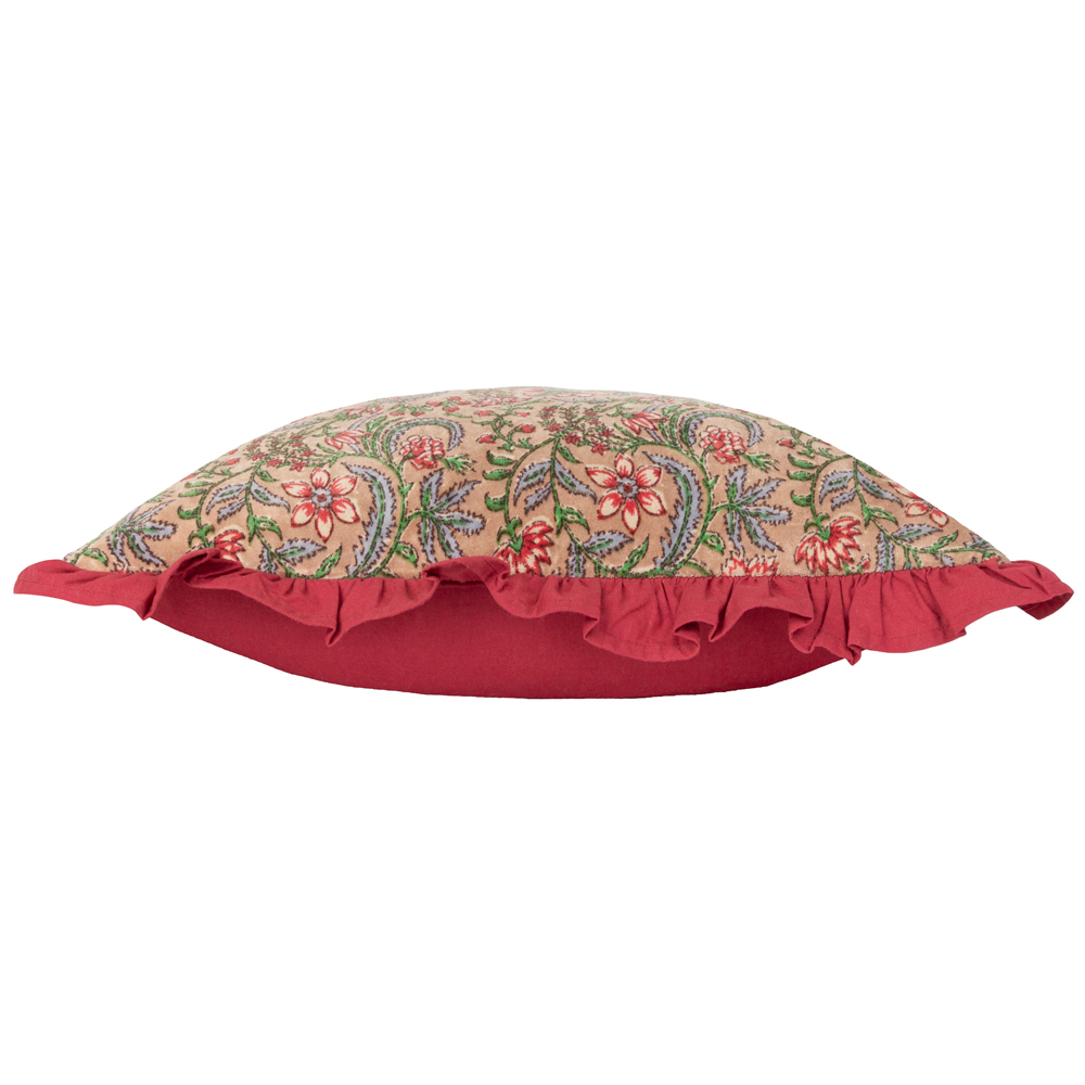 Paoletti Haven Blushing Rose Floral Cotton Velvet Cushion Image 3