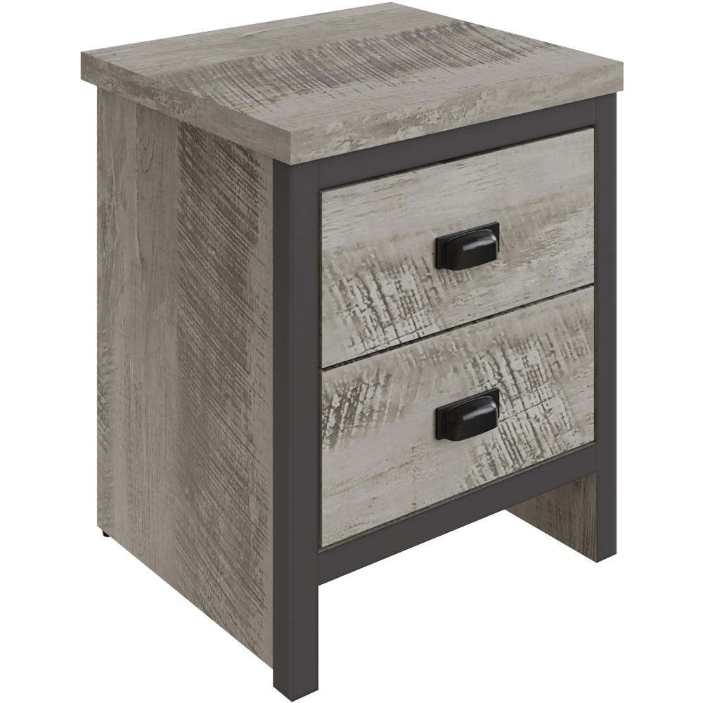 GFW Boston 2 Drawer Grey Bedside Table Image 3