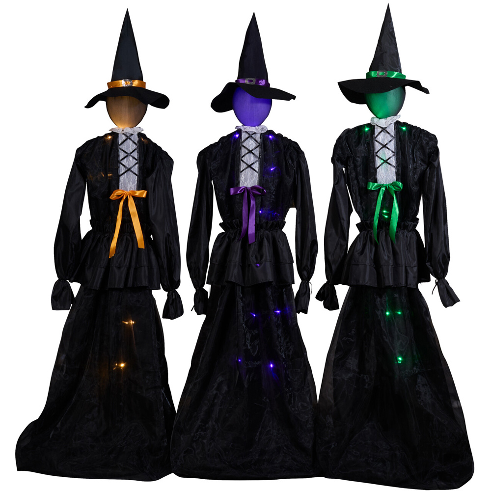 Spooky Three Standing Witches Decoration Black Image 1