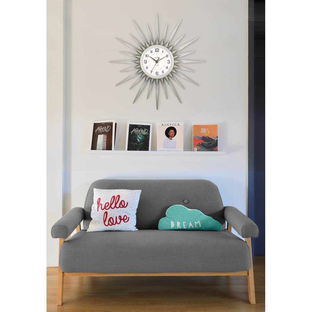 Acctim Stella Sprayed Silver Starburst Wall Clock 44cm Image 2