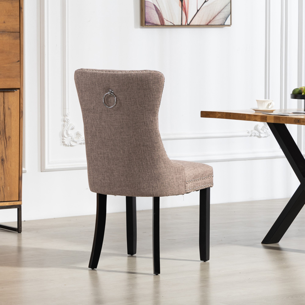 Artemis Home Rivara Set of 2 Dark Brown Fabric Dining Chair Image 4