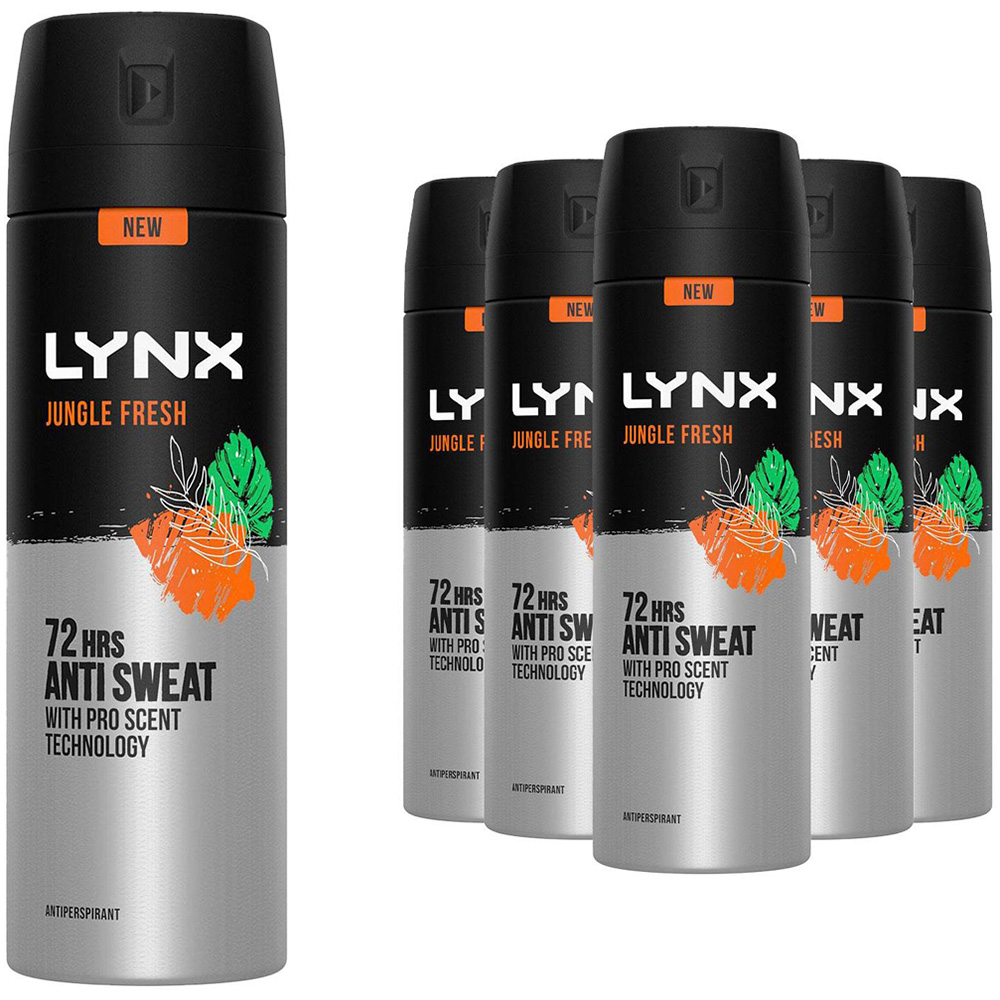 Lynx Jungle Fresh 72 HRS Anti-Sweat Anti-Perspirant Body Spray 200ml 6 Pack Image 1