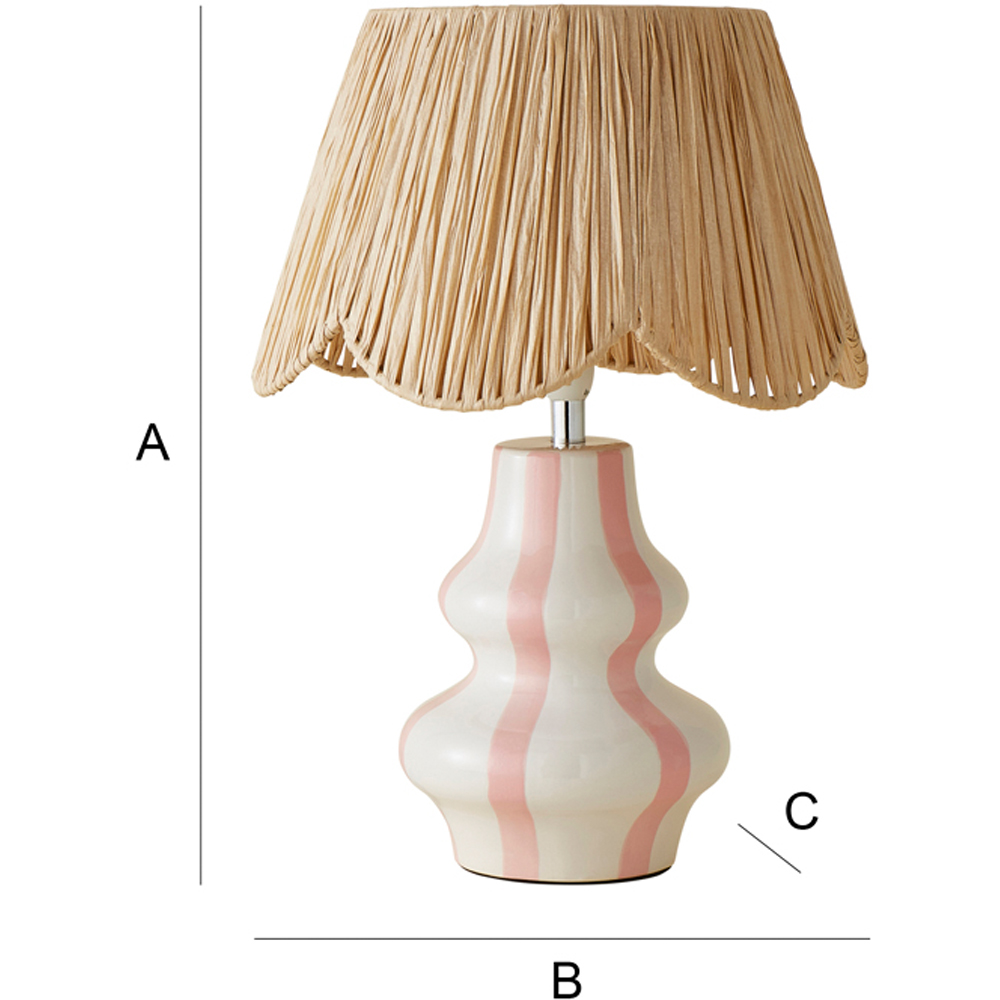 ValueLights Perrie Raffia Lamp Shade Ceramic Pink Stripe LED Table Lamp Image 7