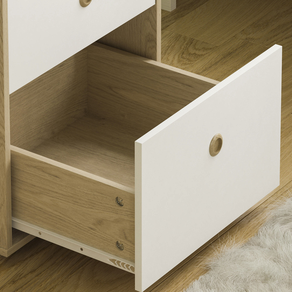 Junior Vida Neptune 2 Drawer White and Oak Bedside Table Image 5