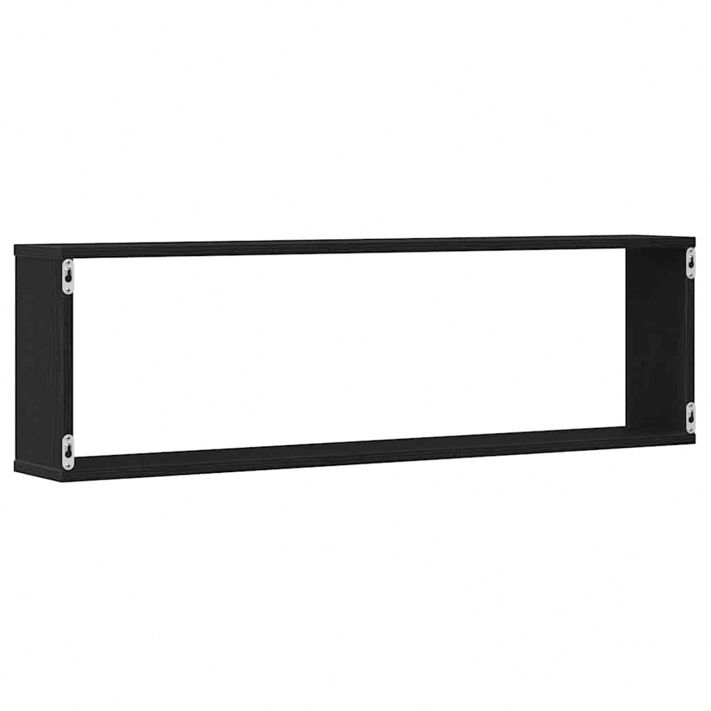 vidaXL 100cm Set of 2 Black Cube Floating Wall Shelf Image 7