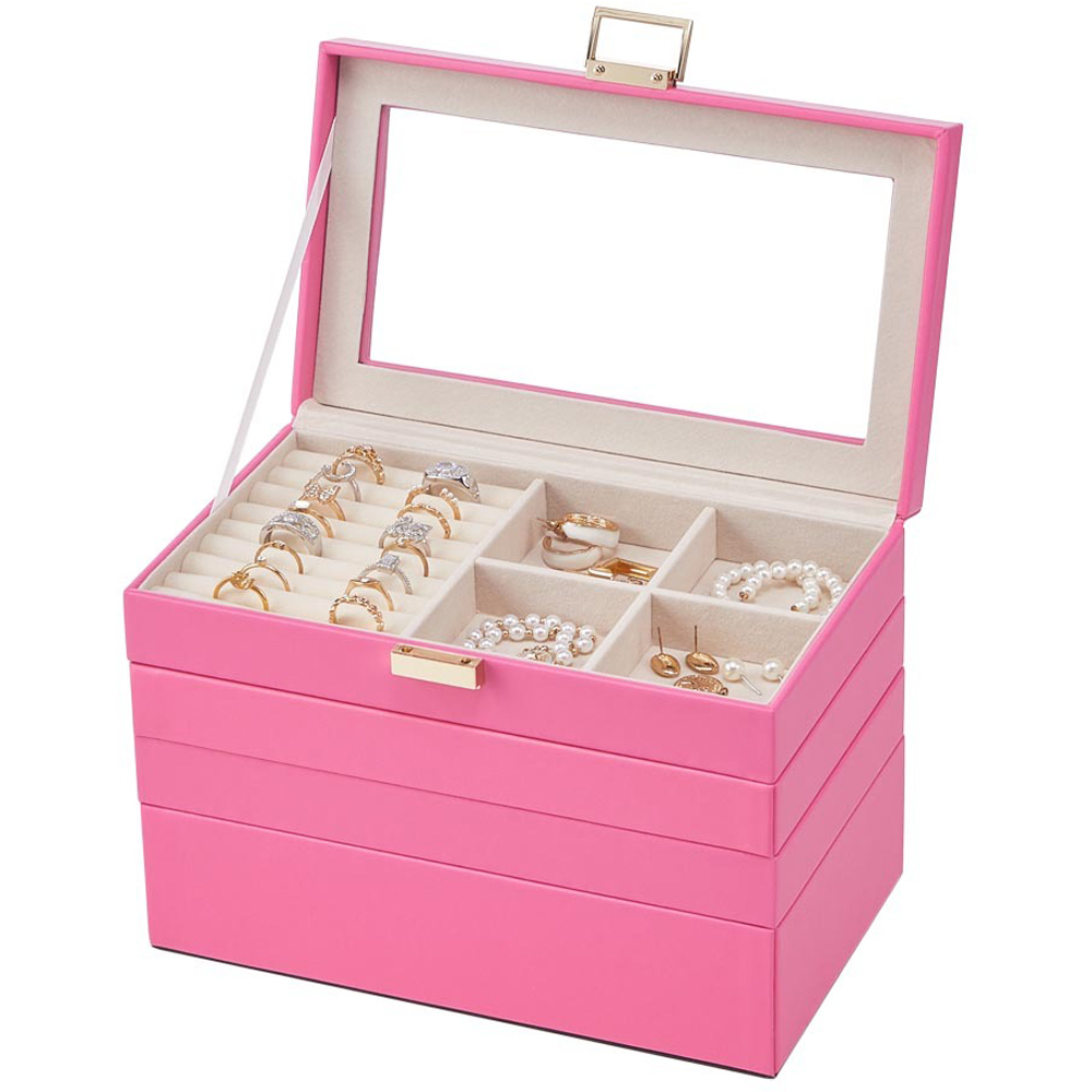 H&O Direct 4 Tier White Jewellery Storage Box with Transparent Lid Image 2