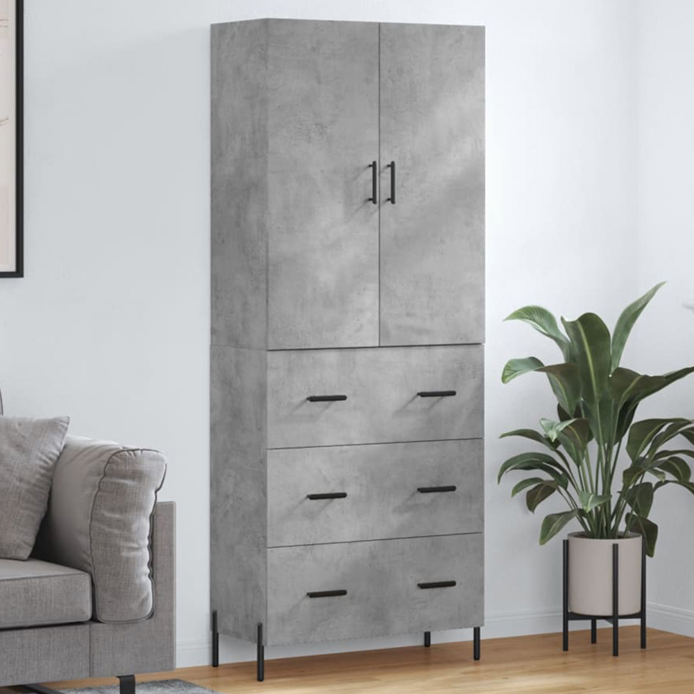 vidaXL 2 Door 3 Drawer Concrete Grey Wooden Highboard Image 1