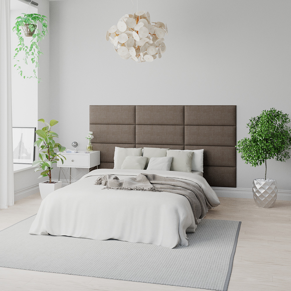 Aspire EasyMount Slate Malham Weave Upholstered Wall Mounted Headboard Panels 8 Pack Image 1