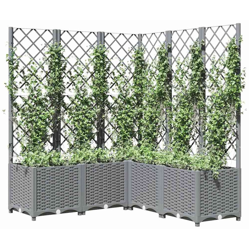 vidaXL Grey Garden Planter with Trellis 120 x 120 x 136cm Image 3