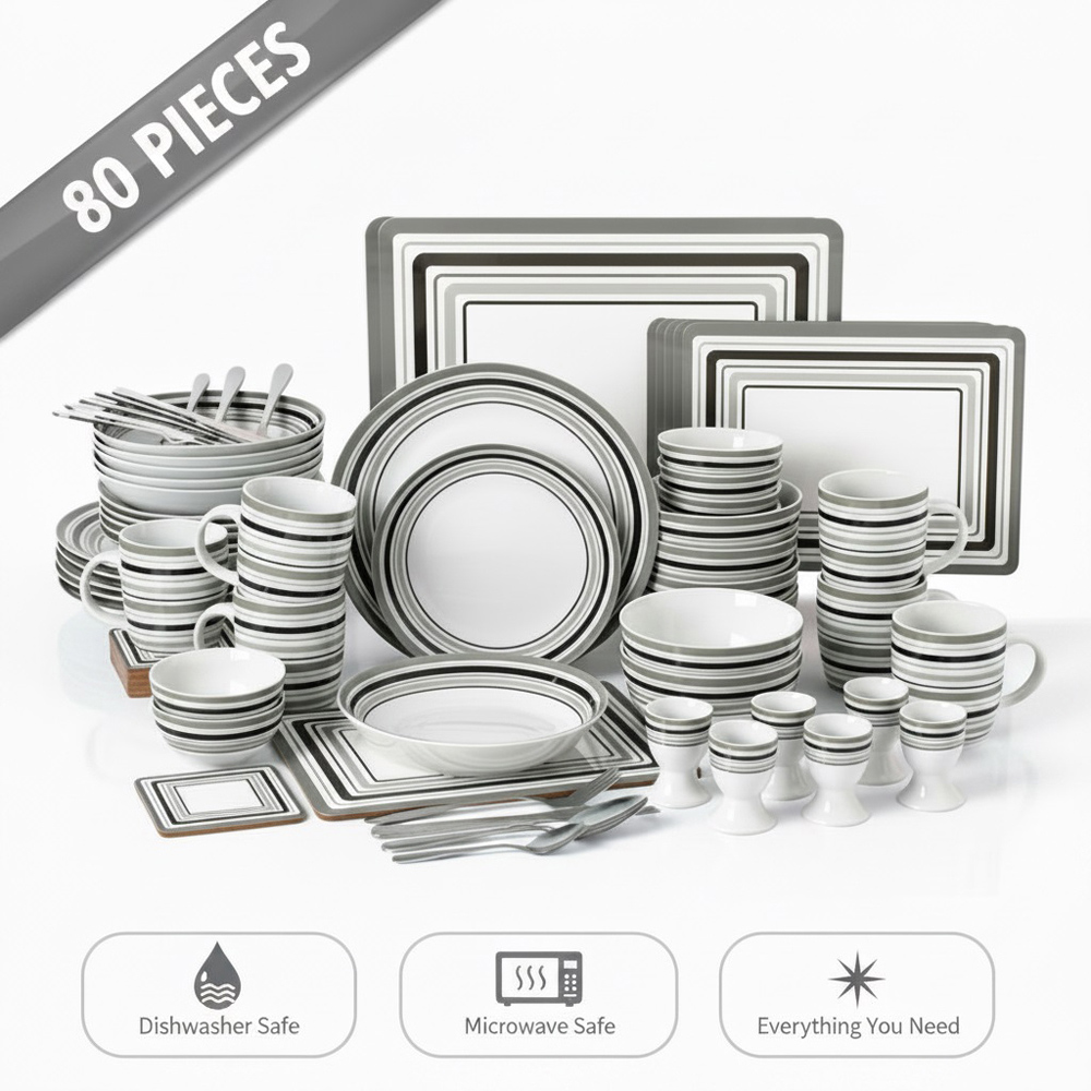 Waterside Brompton 80 Piece Grey Dinner Set Image 4