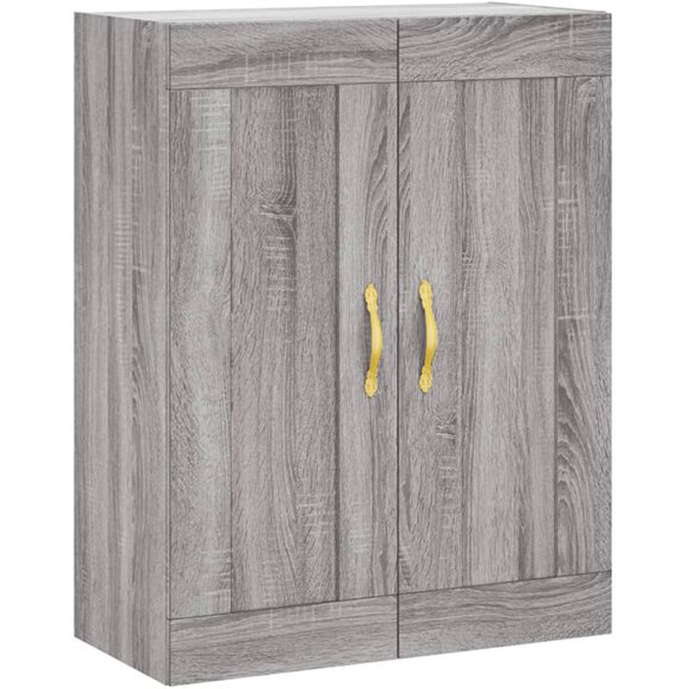 vidaXL 3 Wood and Glass Door 3 Drawer Grey Sonoma Highboard with Gold Handle Image 4