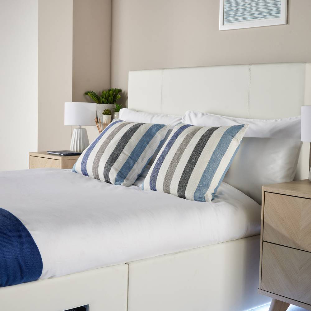 XR Living Ava Small Double White PU Upholstered TV Bed with Underbed Lights Image 5