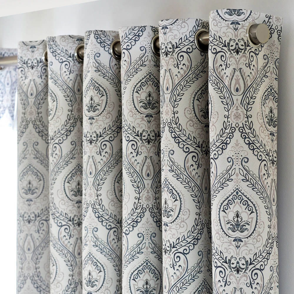 Alan Symonds Victoria Silver Room Darkening Ring Top Eyelet Curtains 229 x 229cm Image 2