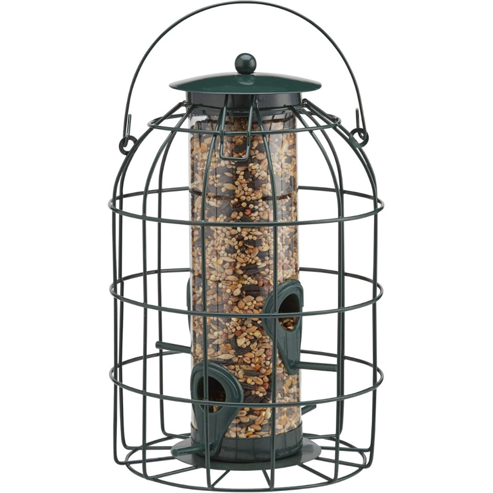 Happy Beaks 2 Port Powder Coated Mesh Hanging Bird Seed Feeder with Squirrel Guard Image 3