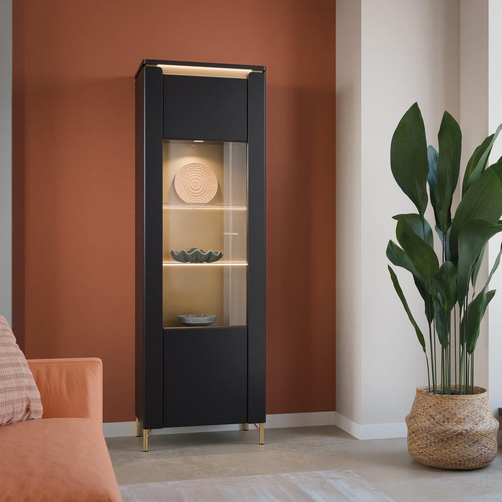 Furniture To Go Genoa Vitrin Single Door Black Cabinet Image 8