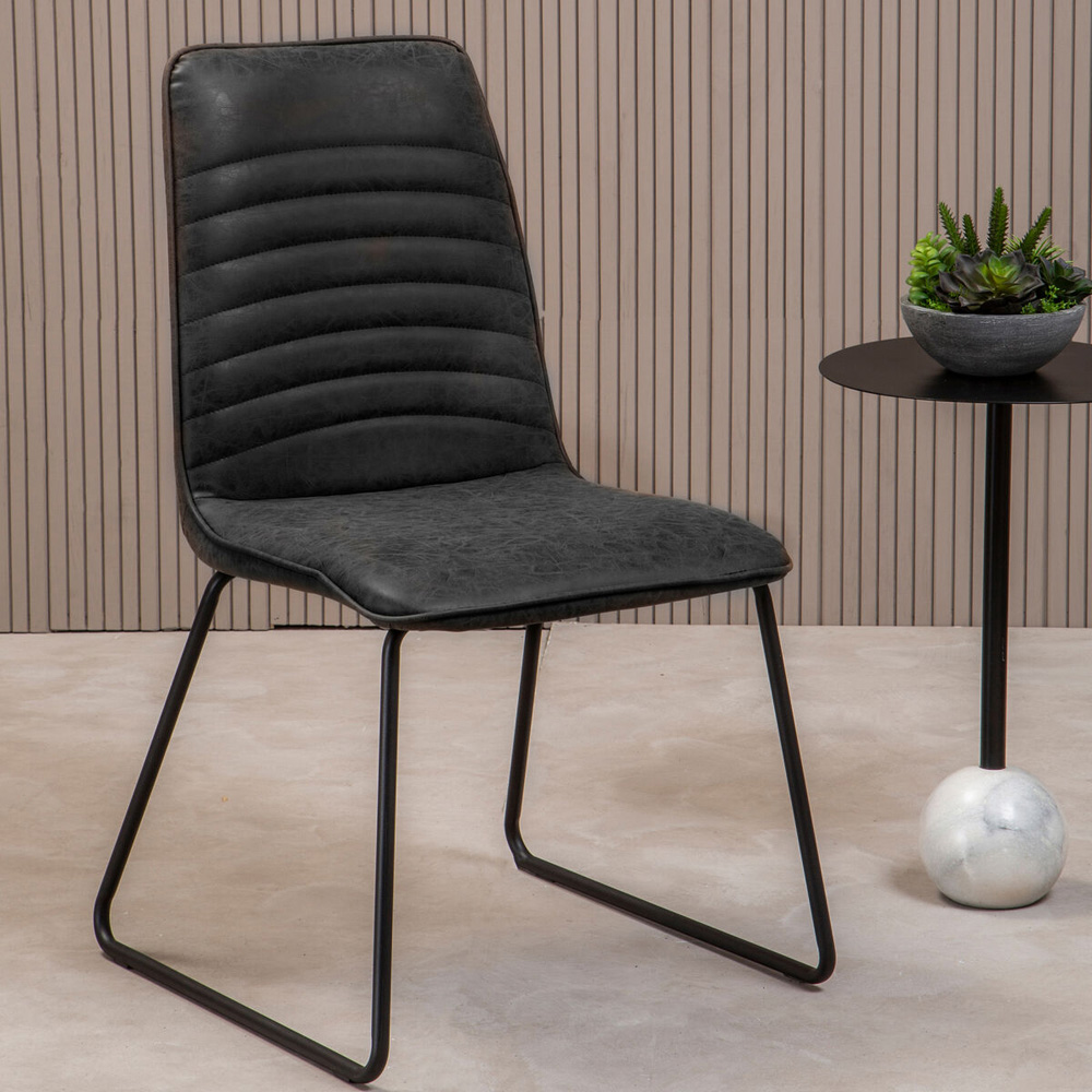 Premier Housewares New Foundry Black Leather Effect Accent Chair Image 3