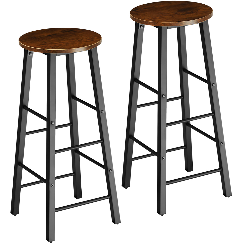 tectake Keynes Dark Wood Set of 2 Bar Stool Image 2