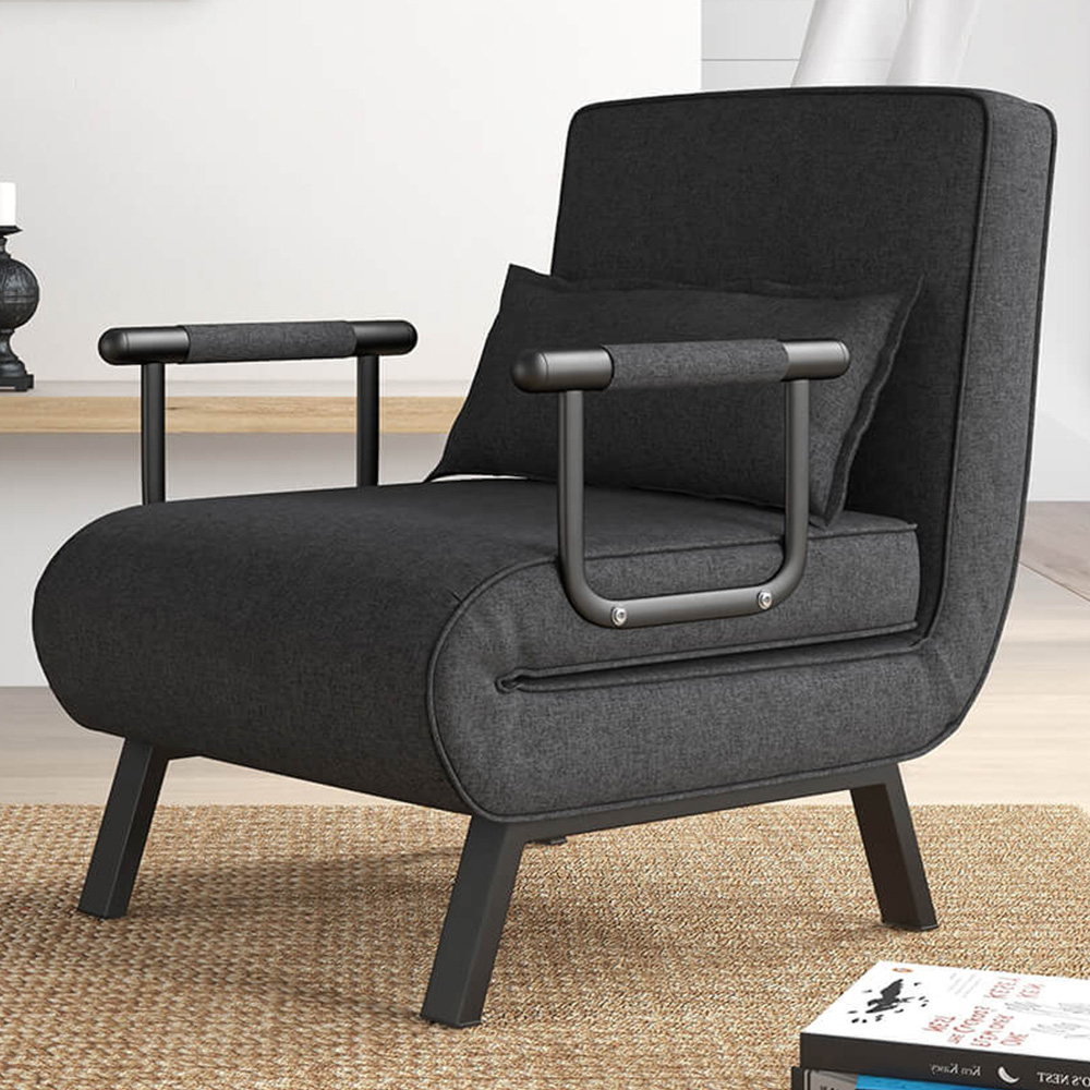 Costway Single Seater Grey Sofa Bed Image 1
