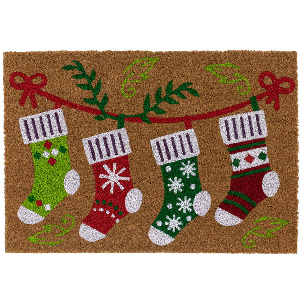 JVL Latex Backed Coir Stockings Entrance Doormat 40 x 58cm Image 1