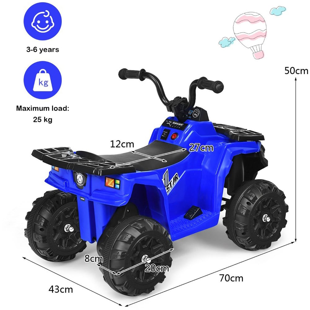 Costway Kids Blue All Terrain Electric Quad Bike with MP3 Image 7
