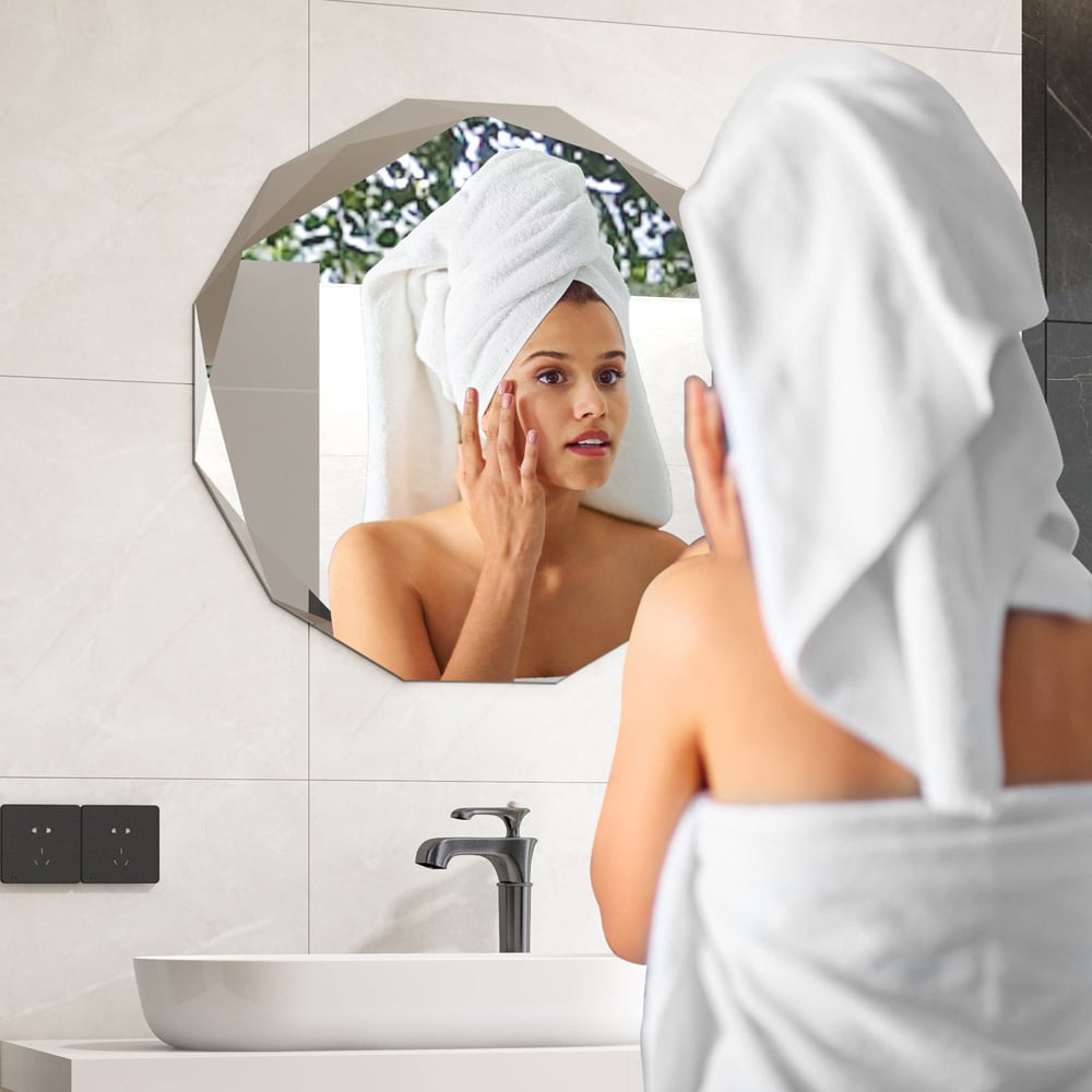 Costway Silver Polished Frameless Wall Mounted Mirror Image 3