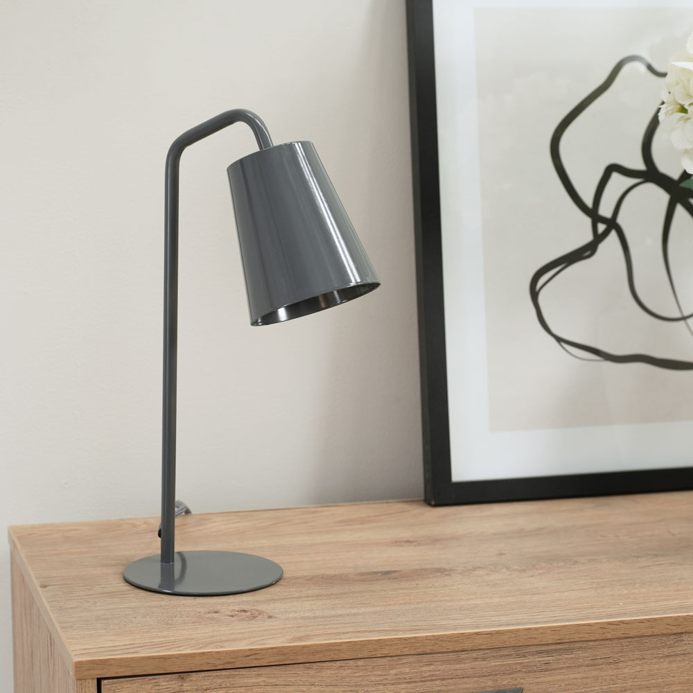 ValueLights Bibi Charcoal Grey Arched LED Table Lamp Image 3