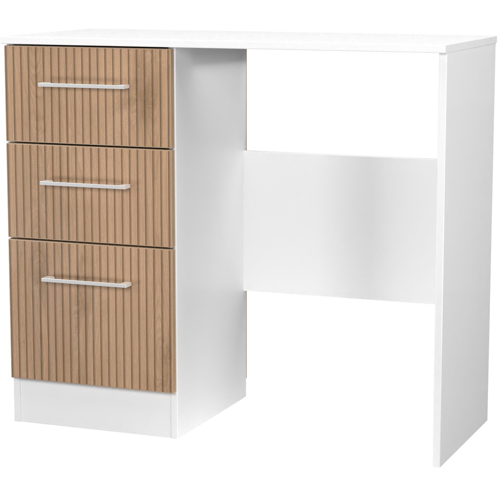 Crowndale Worcester 3 Drawer Slatt Effect and White Vanity Table Ready Assembled Image 3