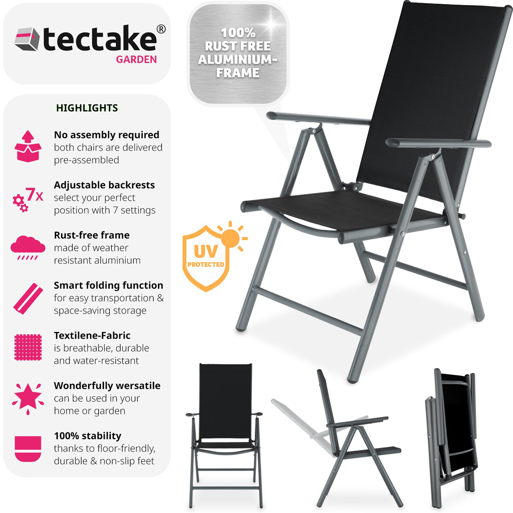 tectake Marilena 2 Piece Anthracite Adjustable Garden Chair Set Image 6