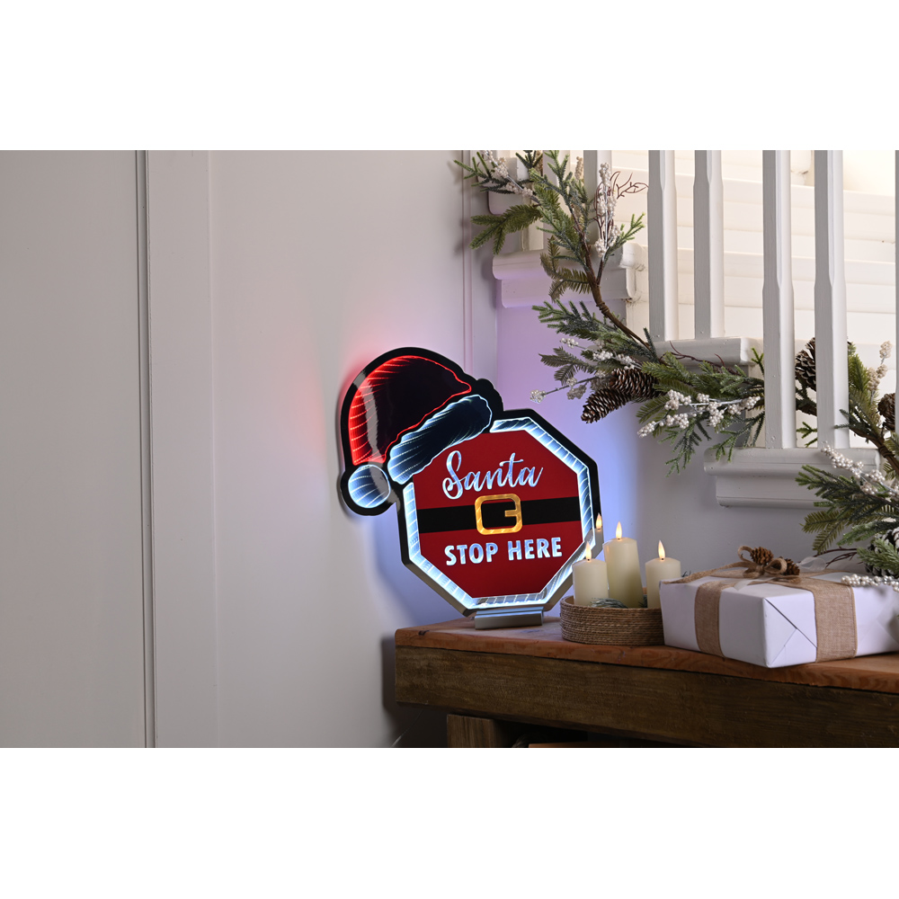 Festive Santa Stop with Hat Infinity Light Christmas Decoration 60cm Image 2