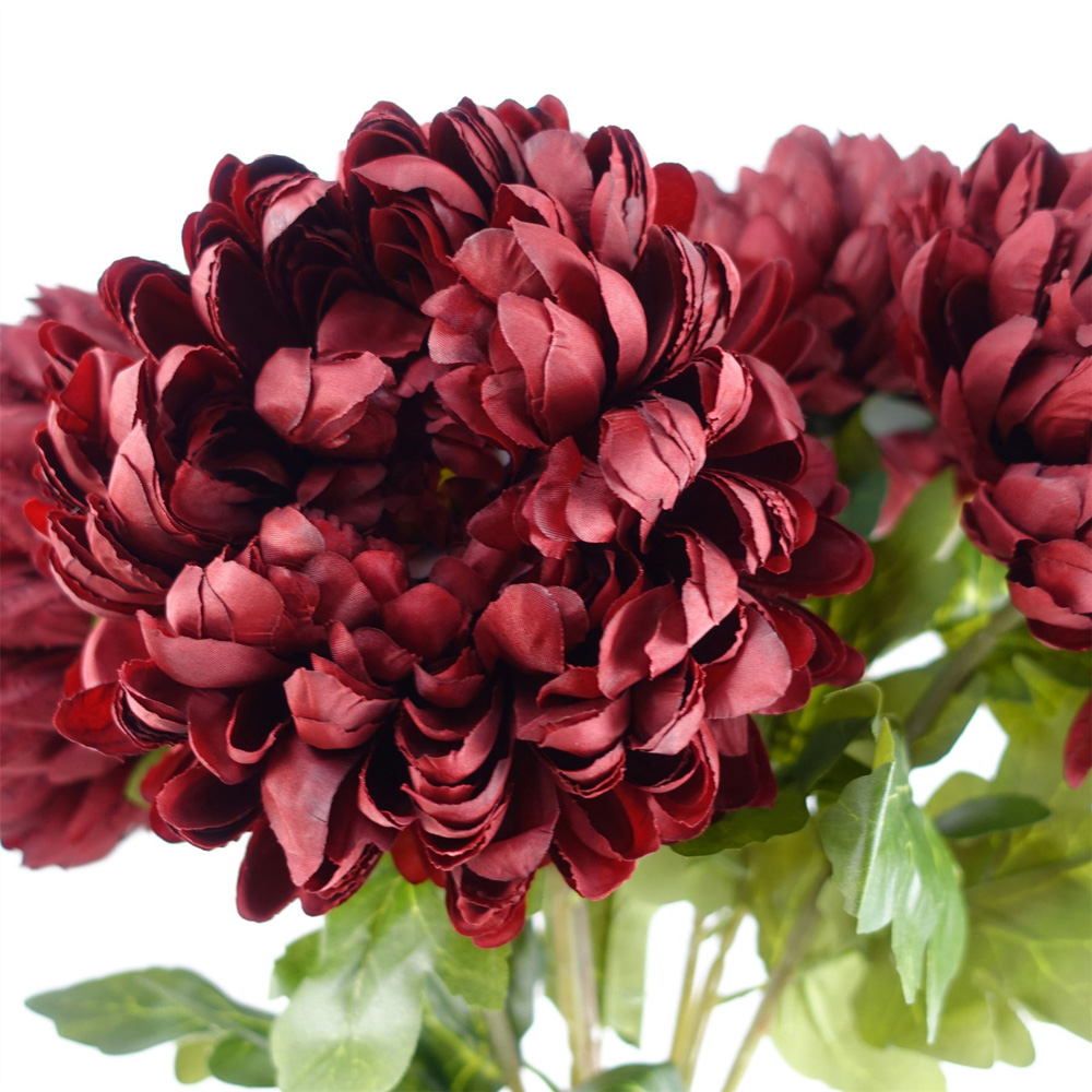 Leaf Red Extra Large Reflex Chrysanthemum Single Stem Artificial Flower 2.5ft 6 Pack Image 4