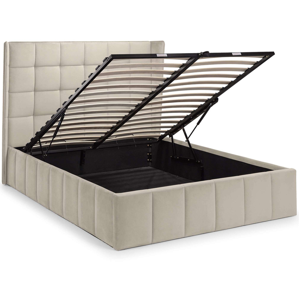 Julian Bowen Gatsby Double Cream Velvet Winged Headboard Ottoman Storage Bed Image 6