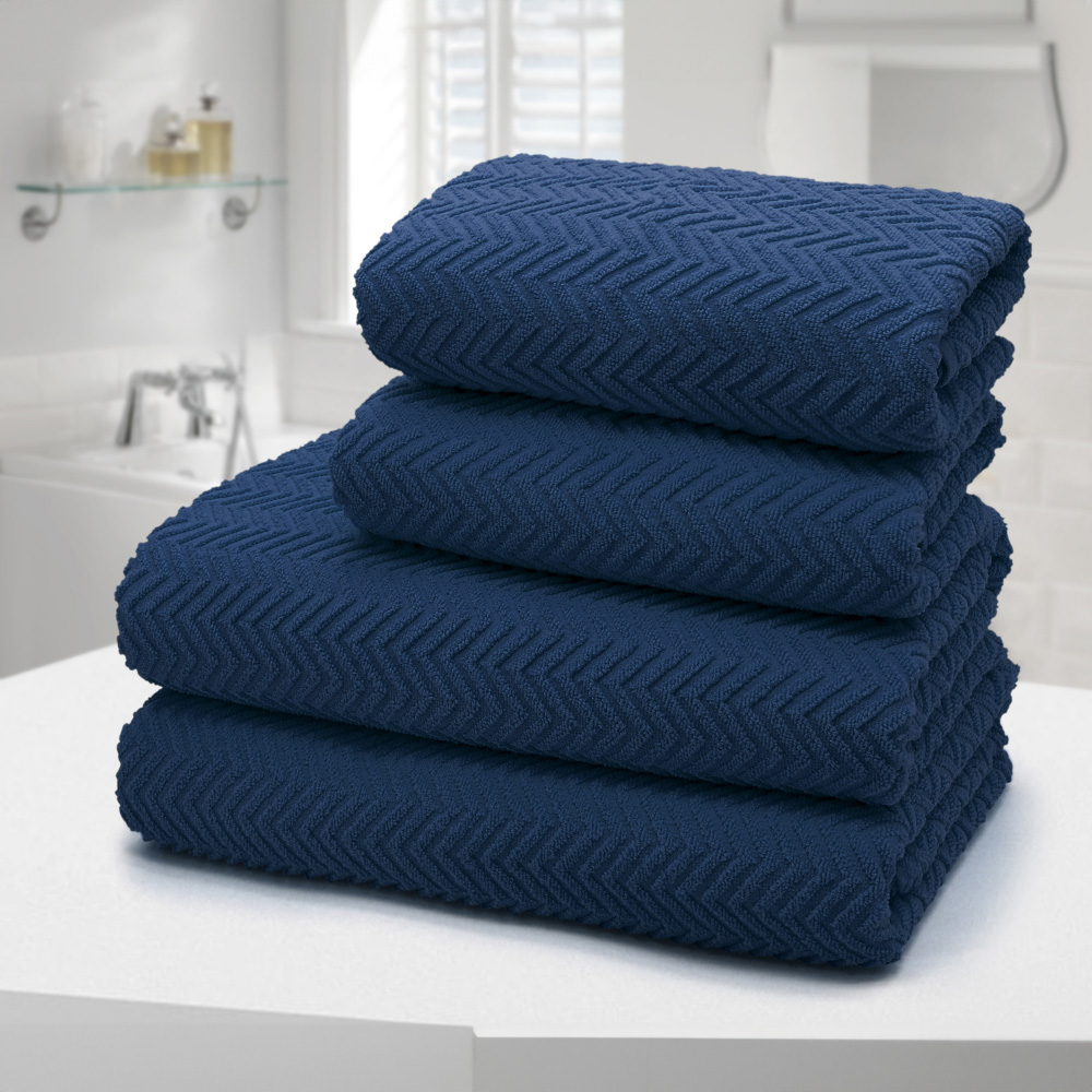 Velosso Moda Navy Bath Towel Set of 2 Image 2
