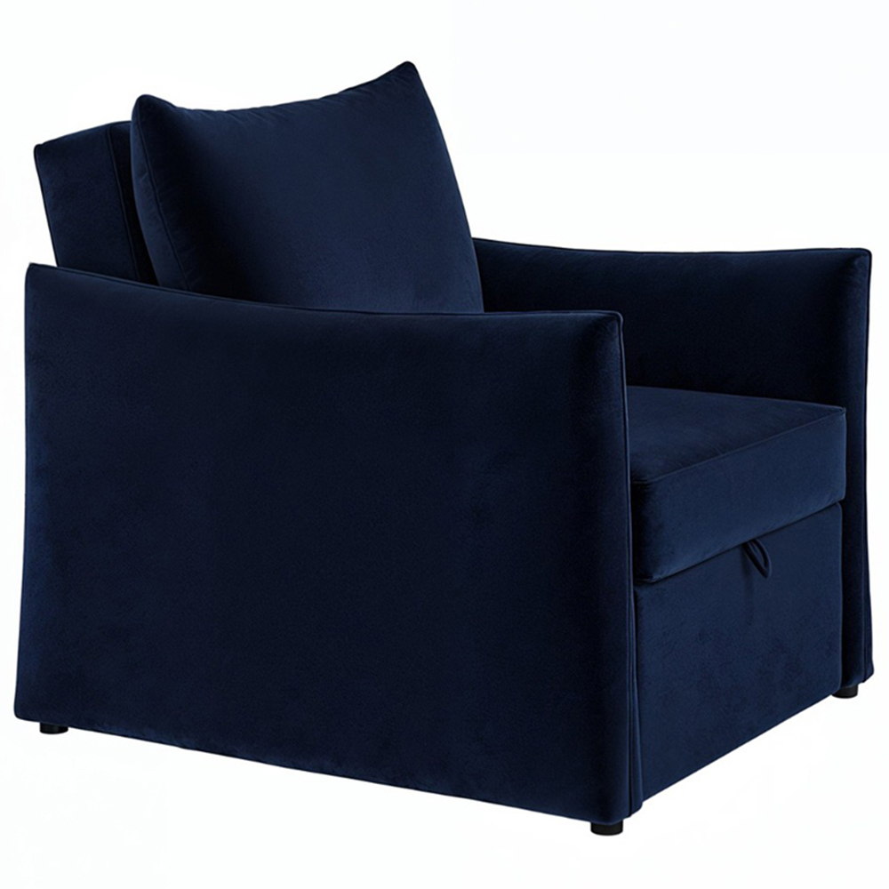 Solace+Co Skyler Navy Velvet Armchair Bed Image 2