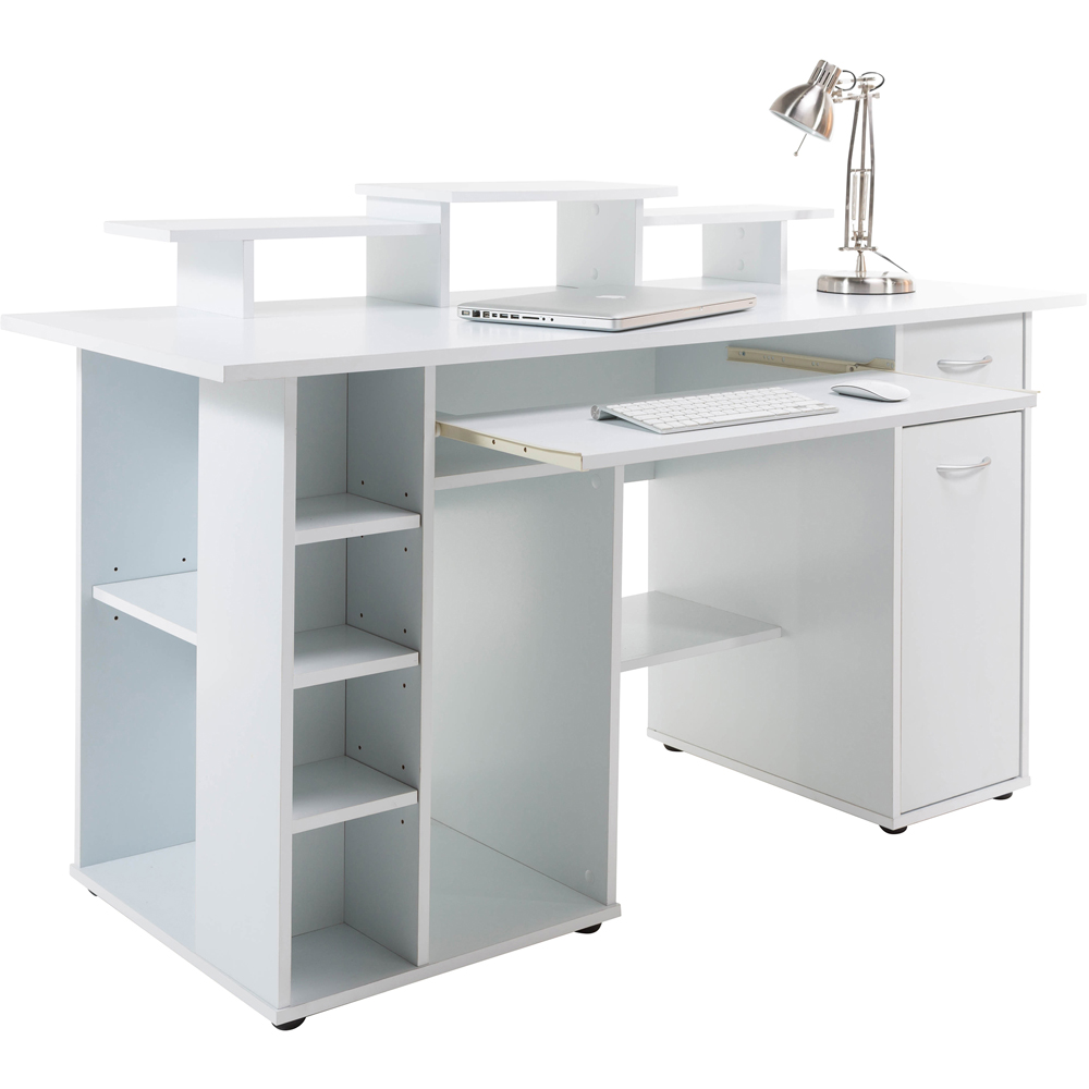Alphason San Diego Single Door Single Drawer White Office Desk Image 3