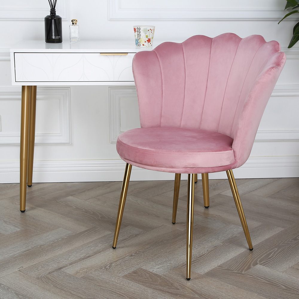 Mini Flora Set of 2 Pink Velvet Dining Chair Image 7