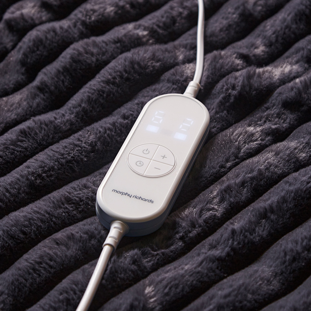 Morphy Richards Blue Flannel Fleece and Striped Faux Fur Heated Electric Throw 200 x 180cm Image 5