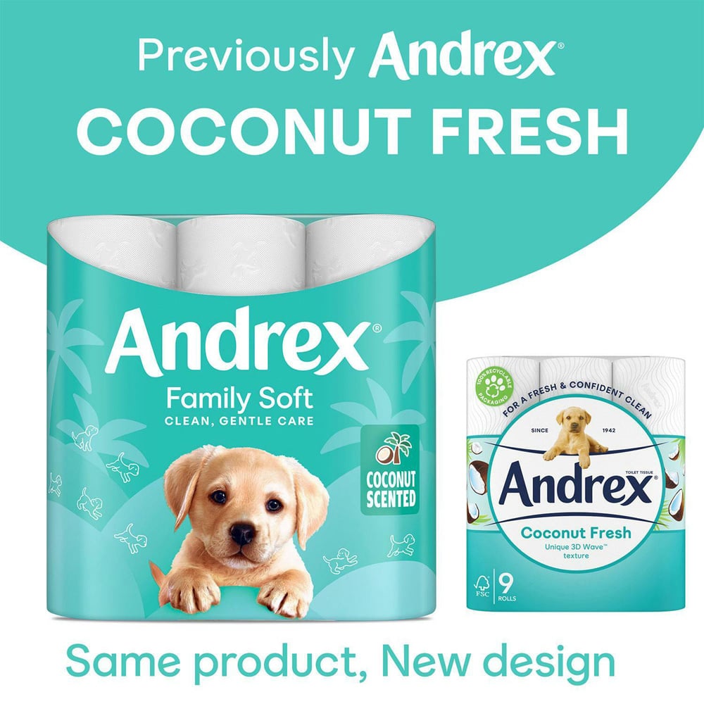 Andrex Coconut Fresh Toilet Tissue 45 Rolls 2 Ply Image 4