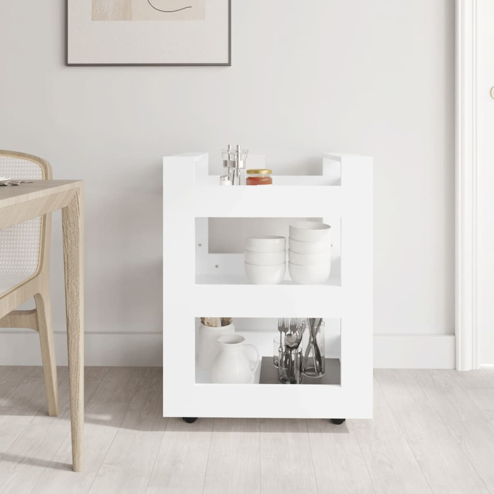 vidaXL 3 Shelf White Kitchen Trolley Image 7