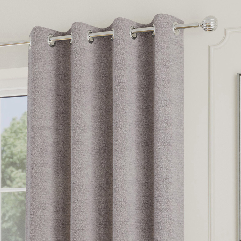 Enhanced Living Royale Silver Boucle Thermal Darkening Eyelet Curtains 168 x 183cm Image 2