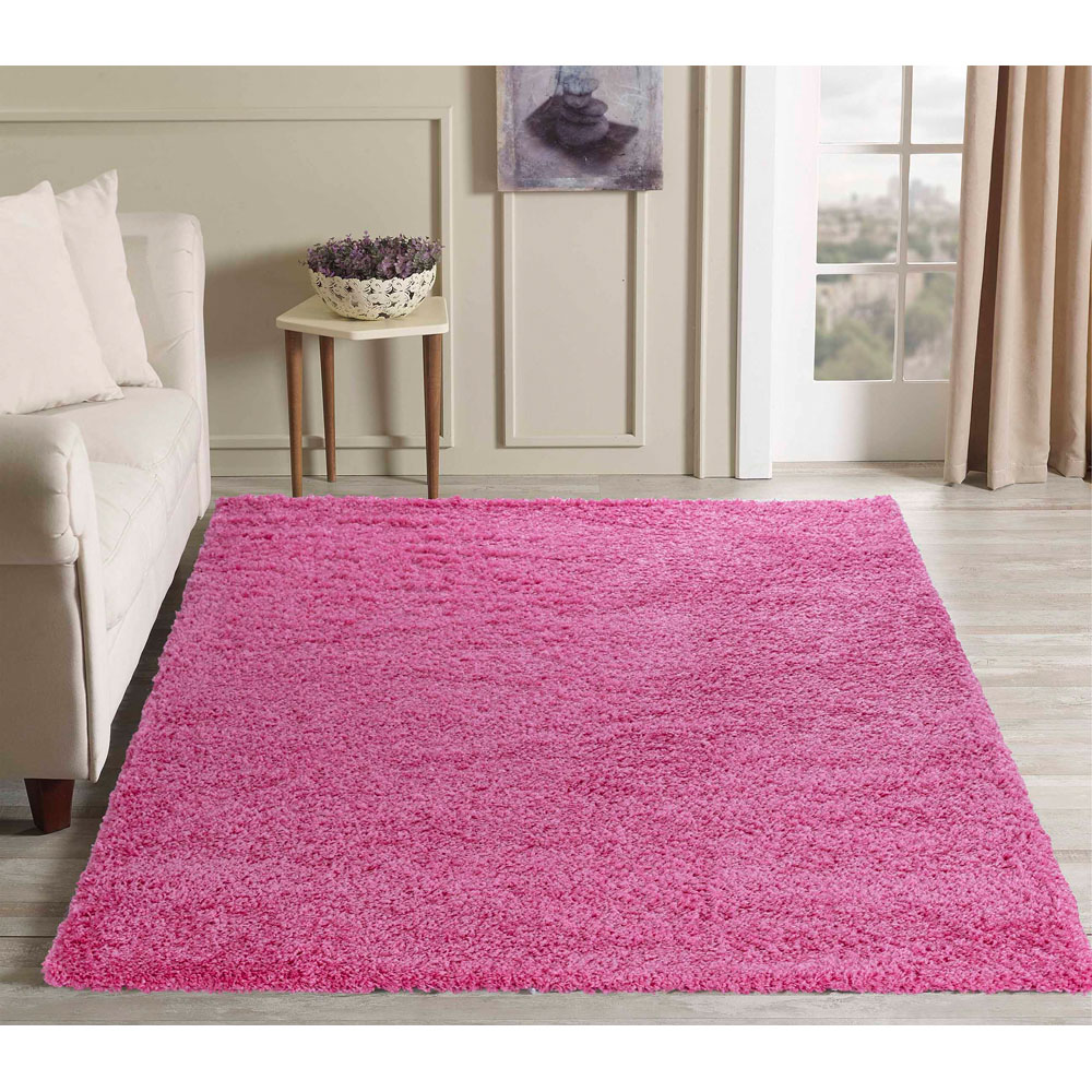 Desire Rugs Oxford Pink Plain Shaggy Rug 80 x 150cm Image 2