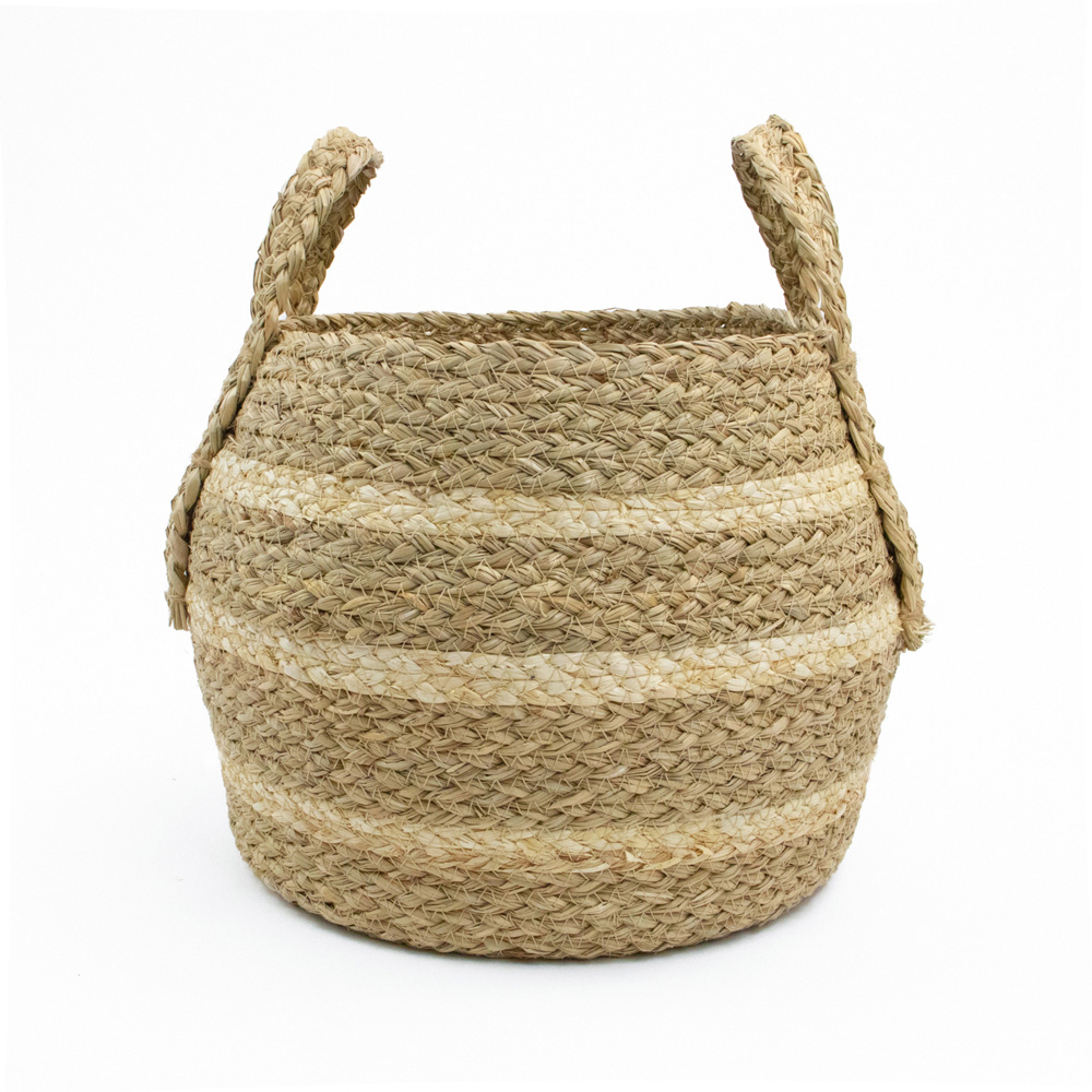JVL Palma Maize Natural Storage Belly Storage Basket with Handle Image 4