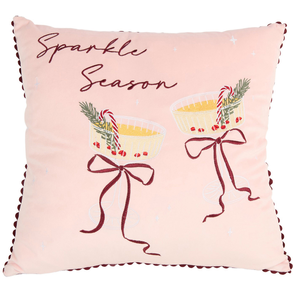 Sparkle Season Velvet Cushion Pink Image 1