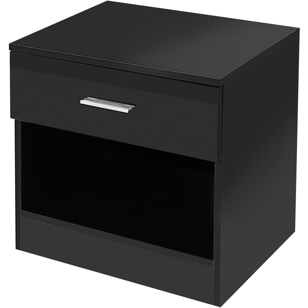 Brooklyn Single Drawer Black High Gloss Bedside Table Image 3