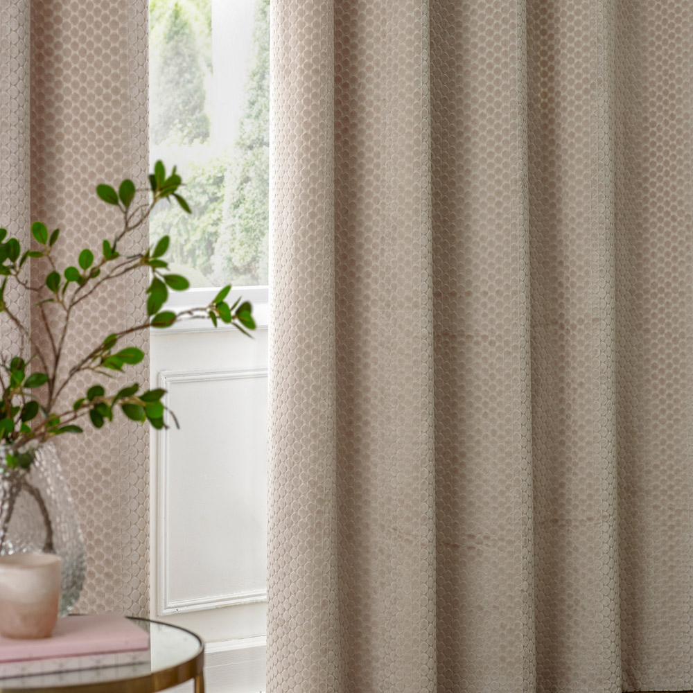 Paoletti Neptune Champagne Fully Lined Velvet Eyelet Curtains 229 x 183cm Image 4