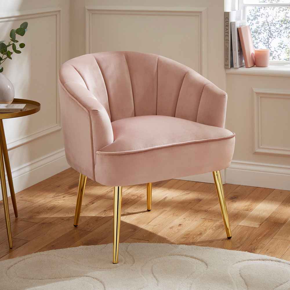 GFW Pettine Blush Pink Plush Fabric Accent Chair Image 6