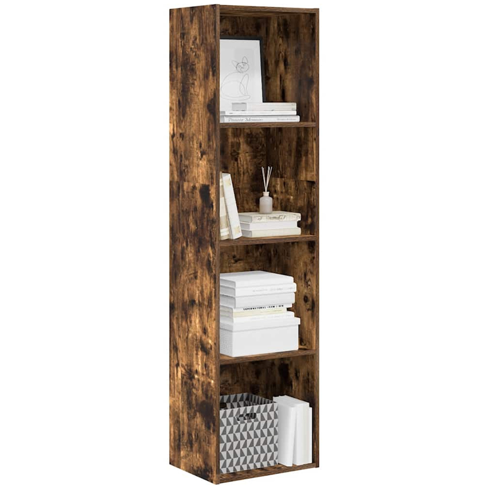 vidaXL 4 Shelf Smoked Oak Bookcase Image 3