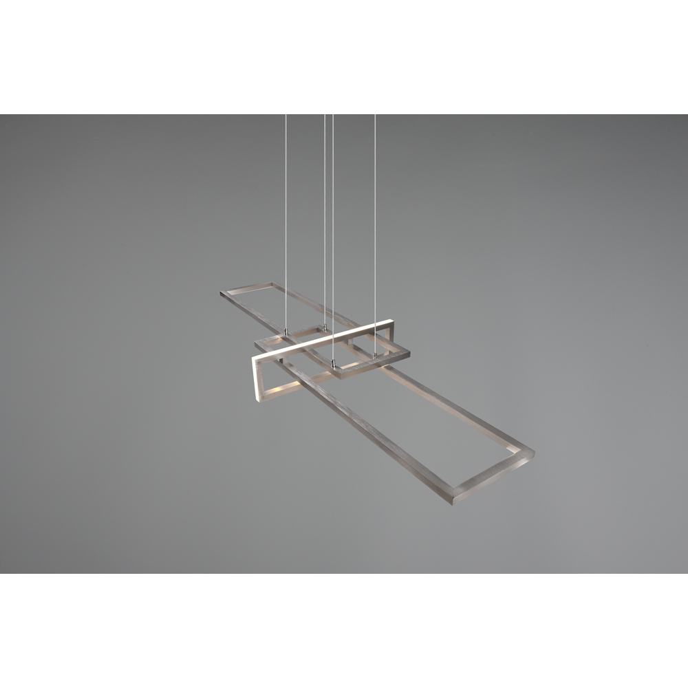 TRIO Salinas Matt Nickel Rectangular LED Pendant Light Image 4