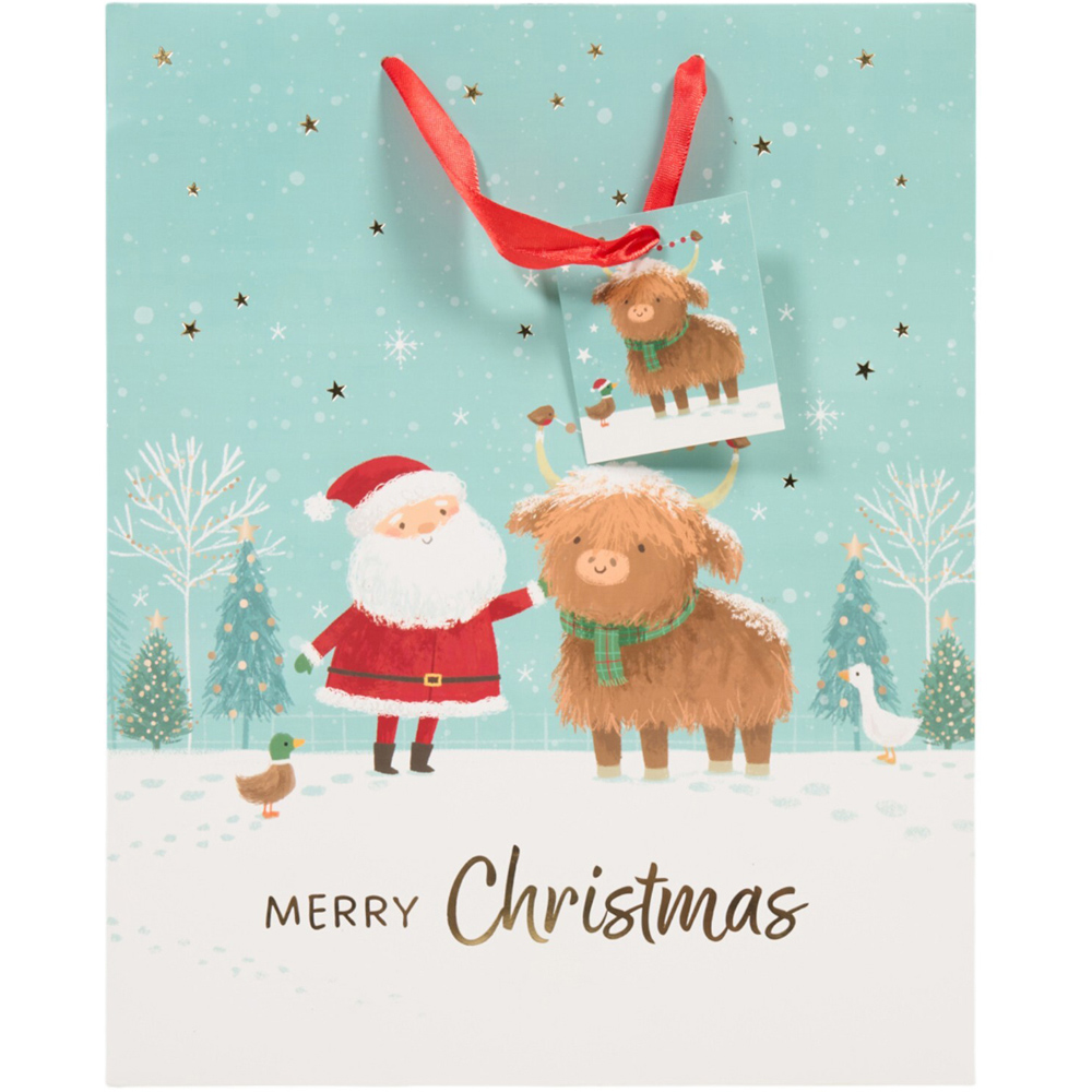 Large Santa Highland Cow Gift Bag Image 2