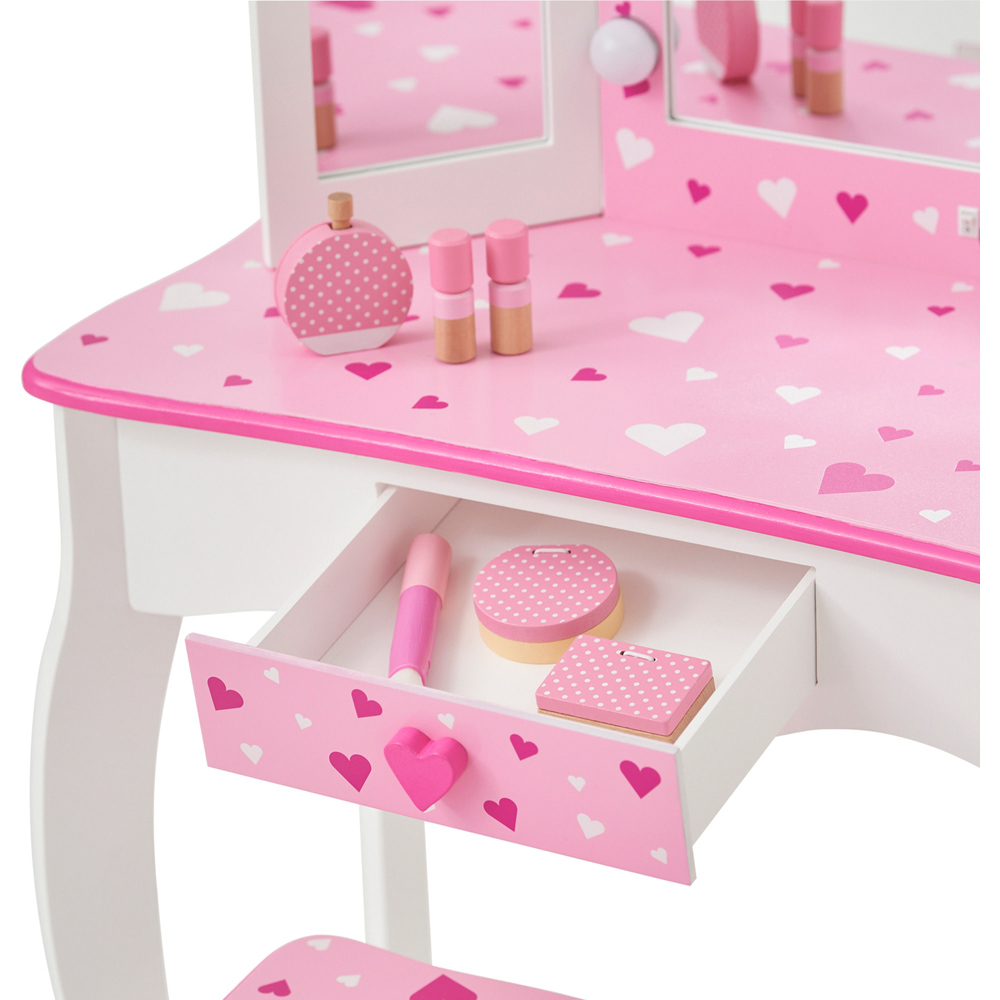 Teamson Kids White Pink Sweethearts Print Gisele Medium Vanity and Stool Image 5