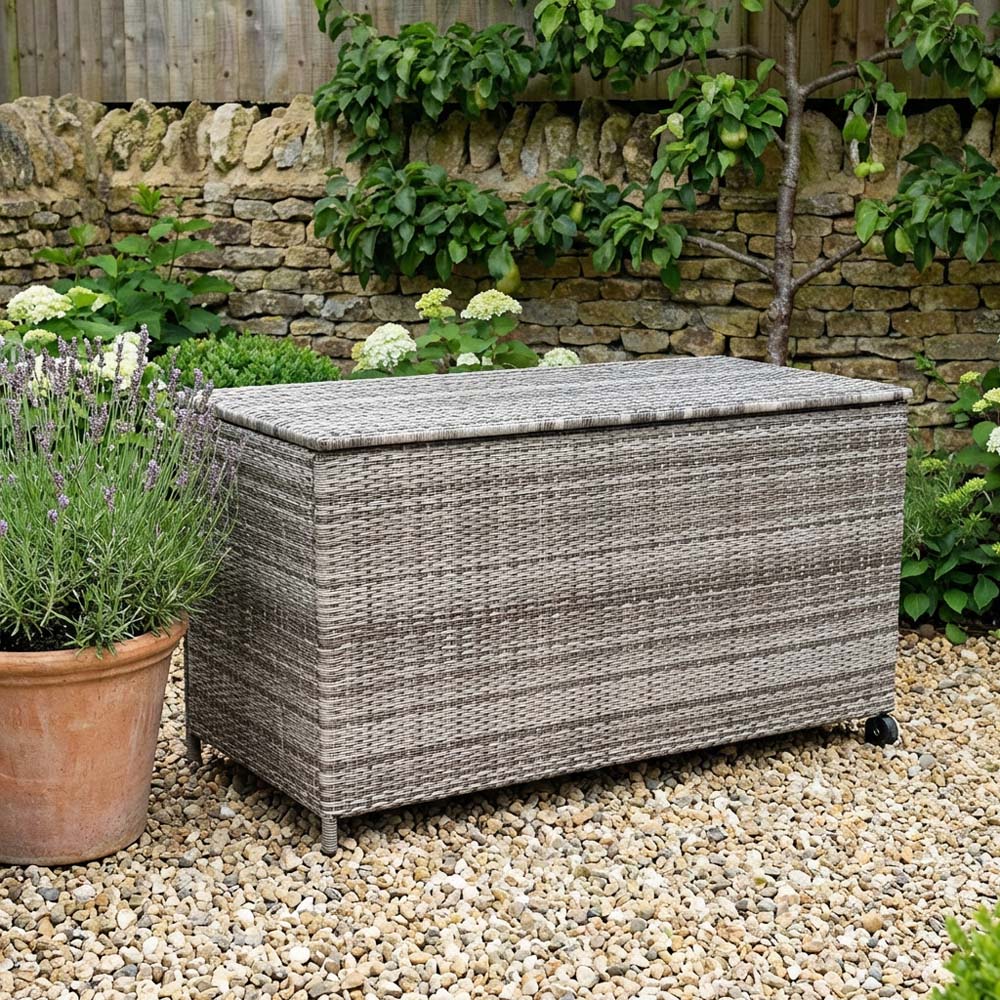 Malay Deluxe New Hampshire Grey Rattan Effect Cushion Storage Box Image 2